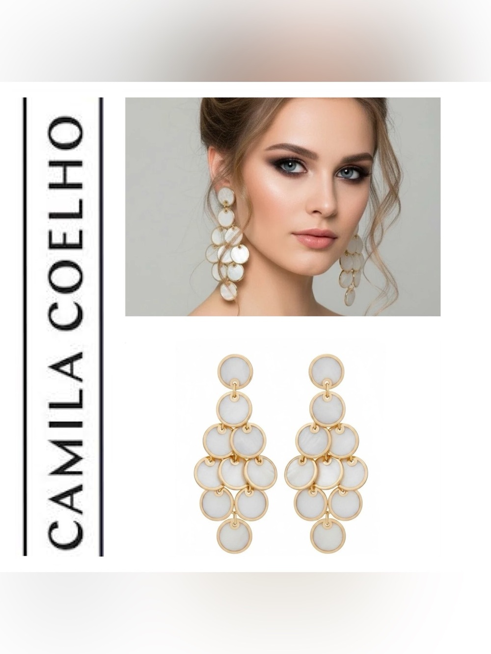 🌟🌟 Camila Coelho Mother of Pearl Multi-Disc Dangle Earrings
